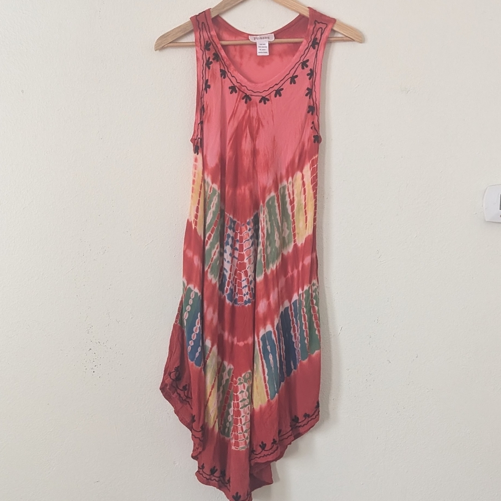 Phases Red Tie-Dye Swim Coverup, One Size Fits Most